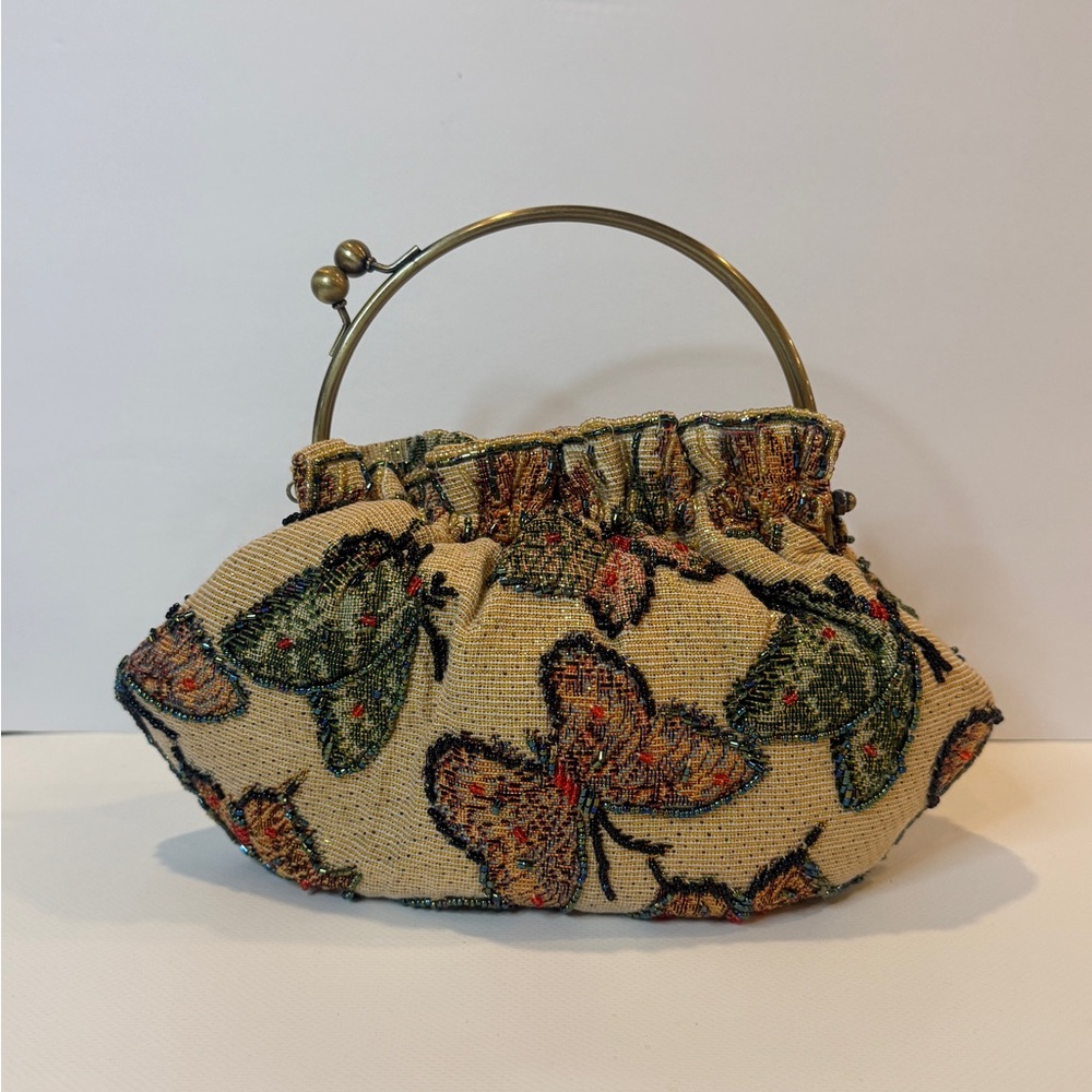 Vintage beaded Elegant Butterfly Patterned Handbag